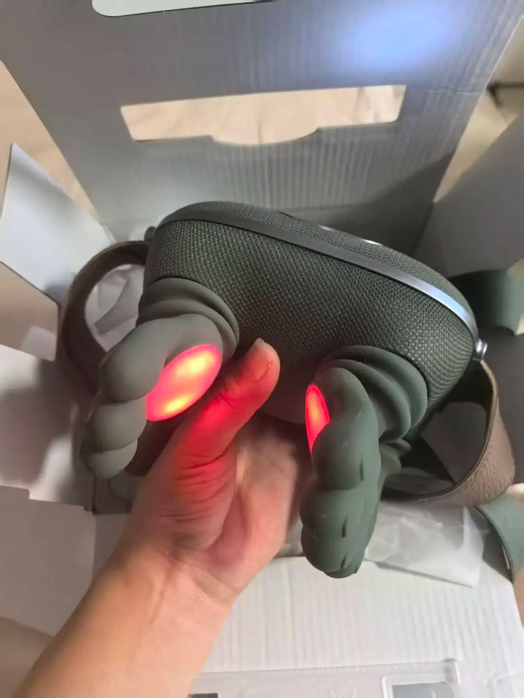 Neck massager dual kneading nodes with red heat therapy